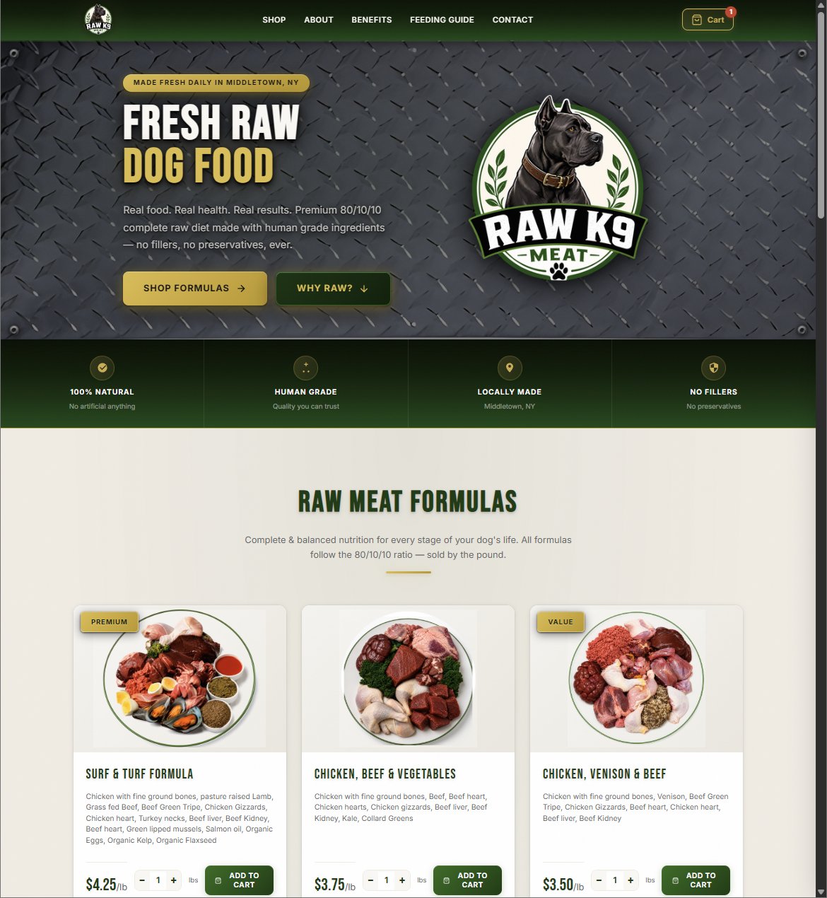 Rawk9Meat.com – raw dog food e-commerce website
